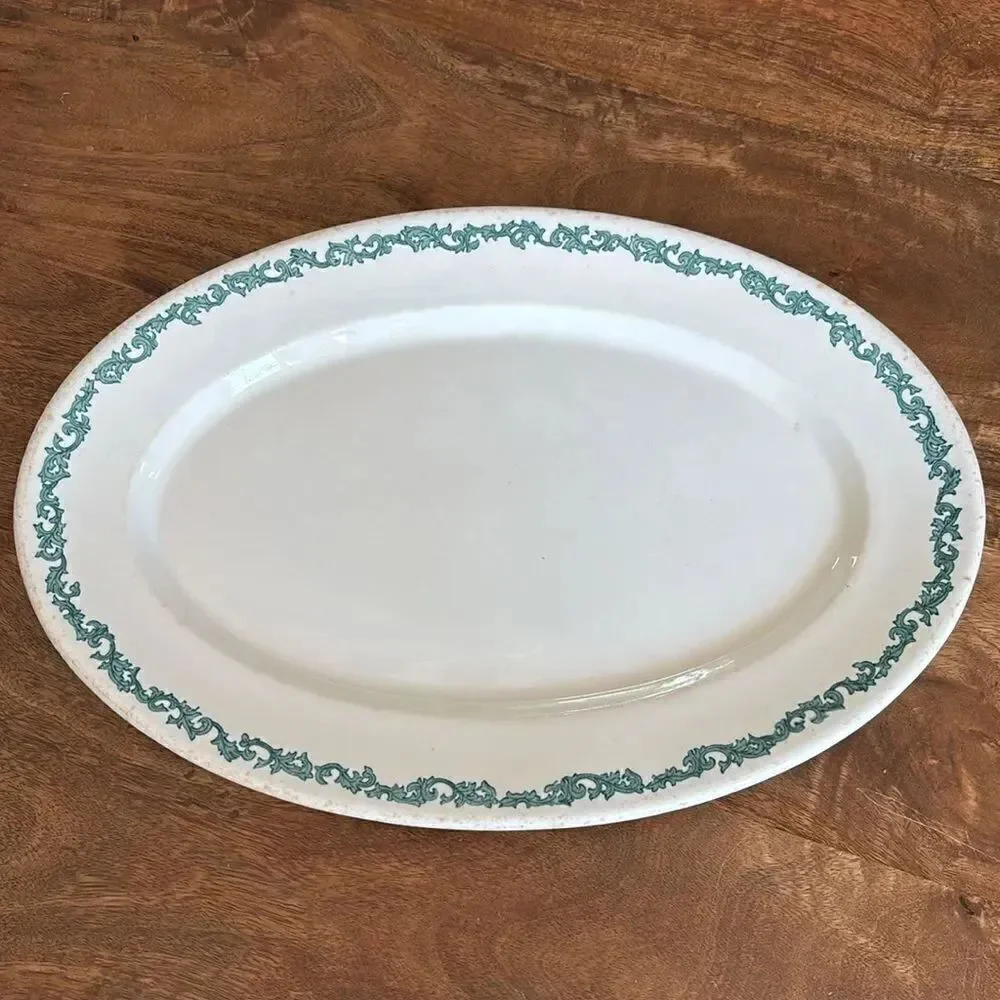 Oval Blue White Platter Syracuse China Restaurant Ware Diner 16 x11.75